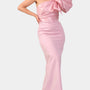 Robe en crêpe manche maxi bouffante Rose