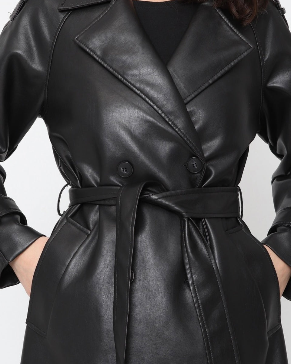 Trench oversized similicuir noir