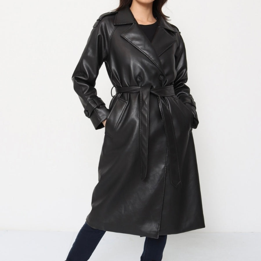 Trench oversized similicuir noir