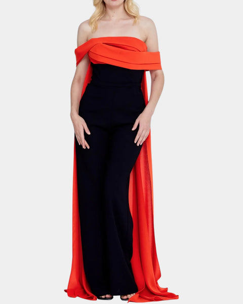 Combinaison avec cape longue couleur noir et orange