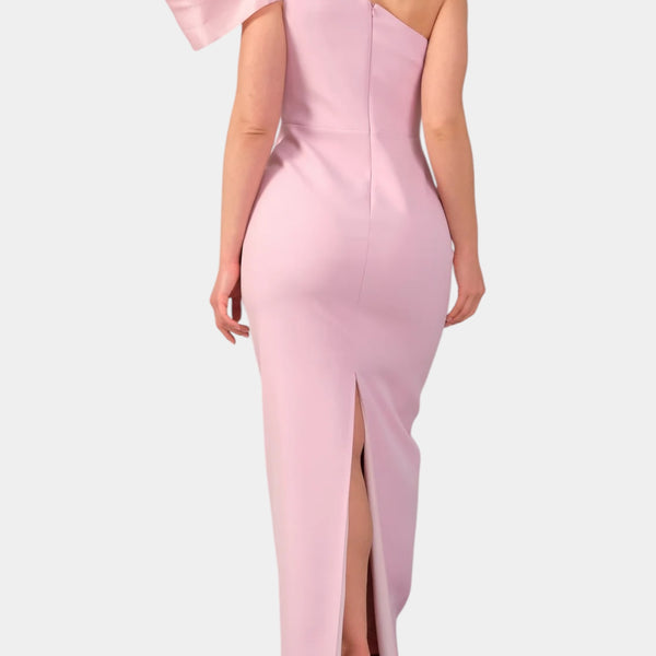 Robe en crêpe manche maxi bouffante Rose
